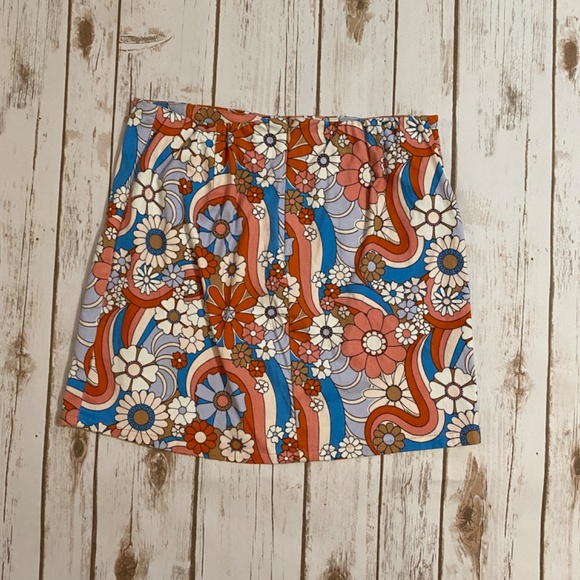 Art Class Groovy Floral Mini Skirt Size XL 14/16 - Picture 2 of 5
